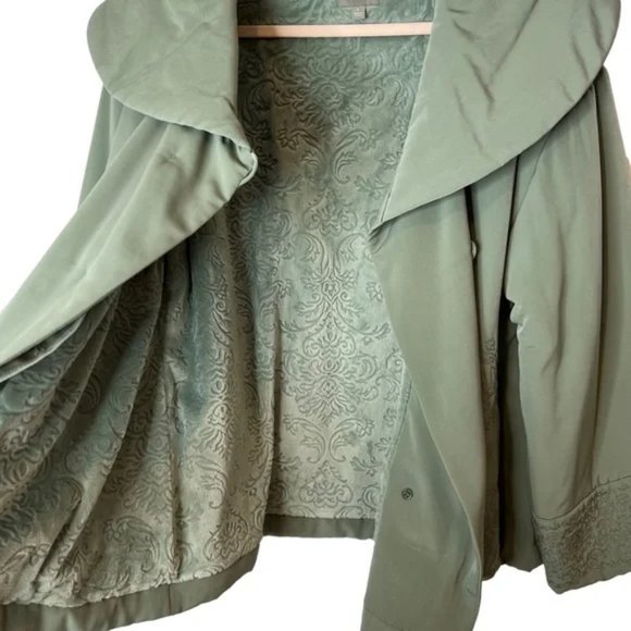 J. Jill XS Coat Jacket  Sage Light Green Embroidered Plush Lined Oversized - Picture 2 of 16